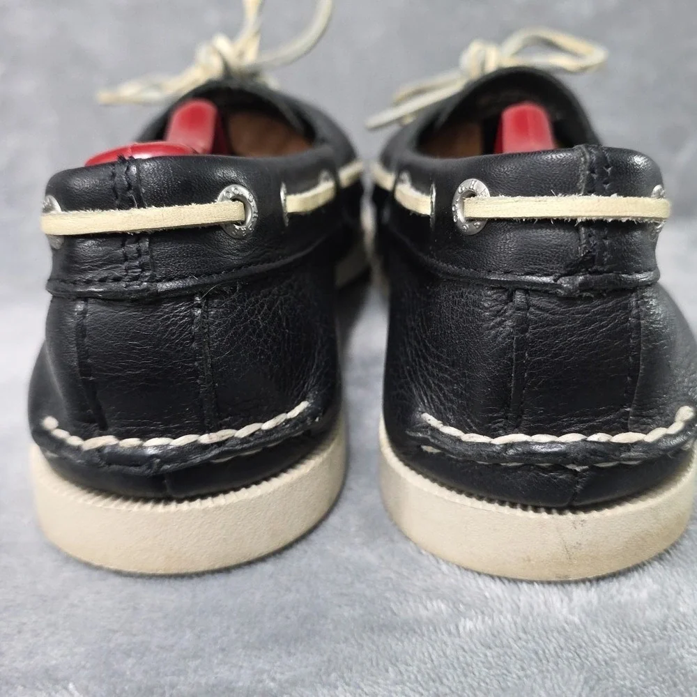 Vintage GH Bass Summer Hampton Boat Shoes Men's Size 9.5 M Black Leather Made In